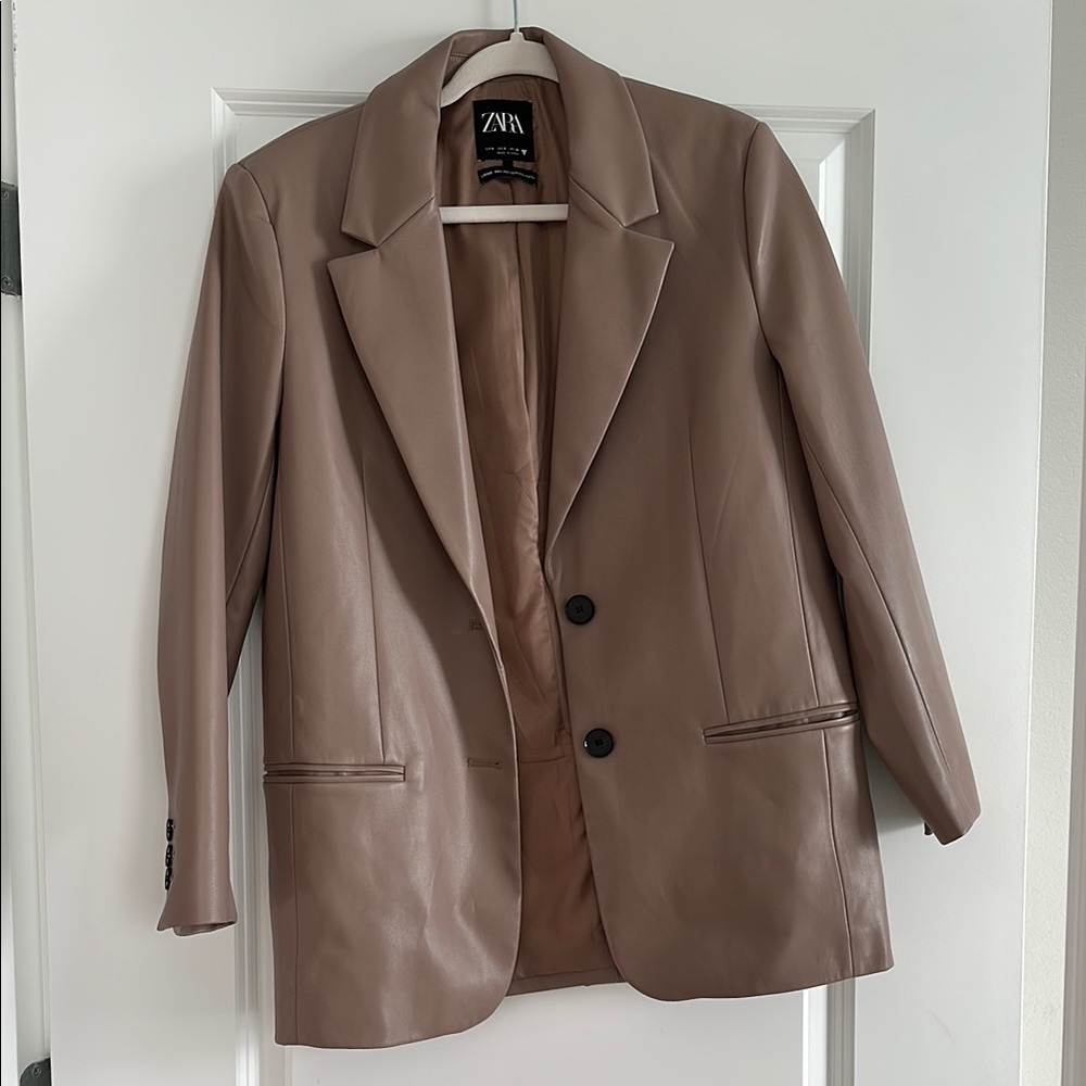 Zara Women's Tan leather Blazer